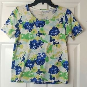 4/$15 💗 WHITE STAG Size M 8-10 Floral T-Shirt Blouse Blue & Green